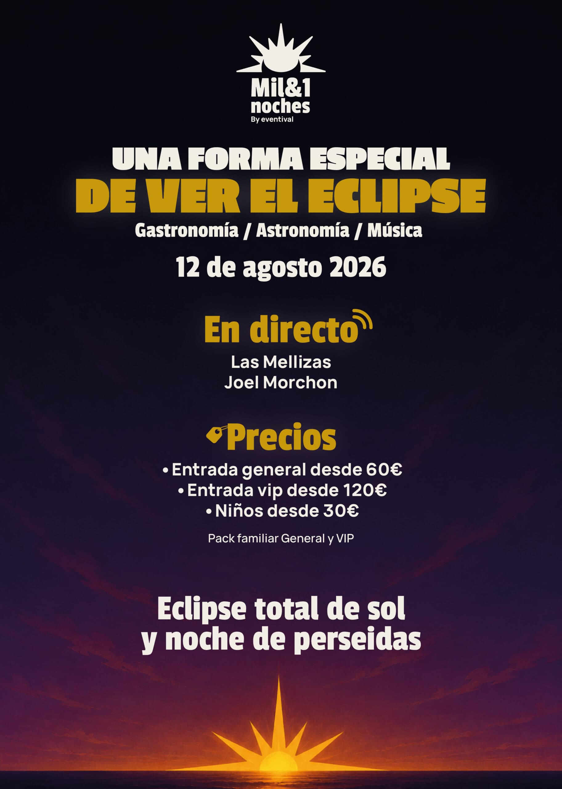 eclipse solar 2026: mil y 1 noches evento